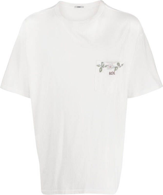 BODE T-shirt met geborduurde bloemen Wit