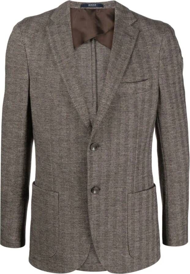 Boggi Milano Blazer met enkele rij knopen Bruin