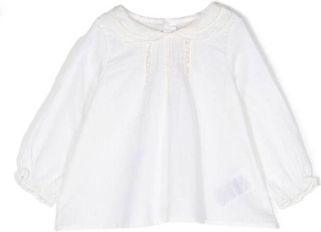 Bonpoint Blouse met afwerking van kant Beige