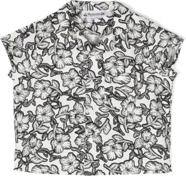Bonpoint Shirt met bloe print Wit