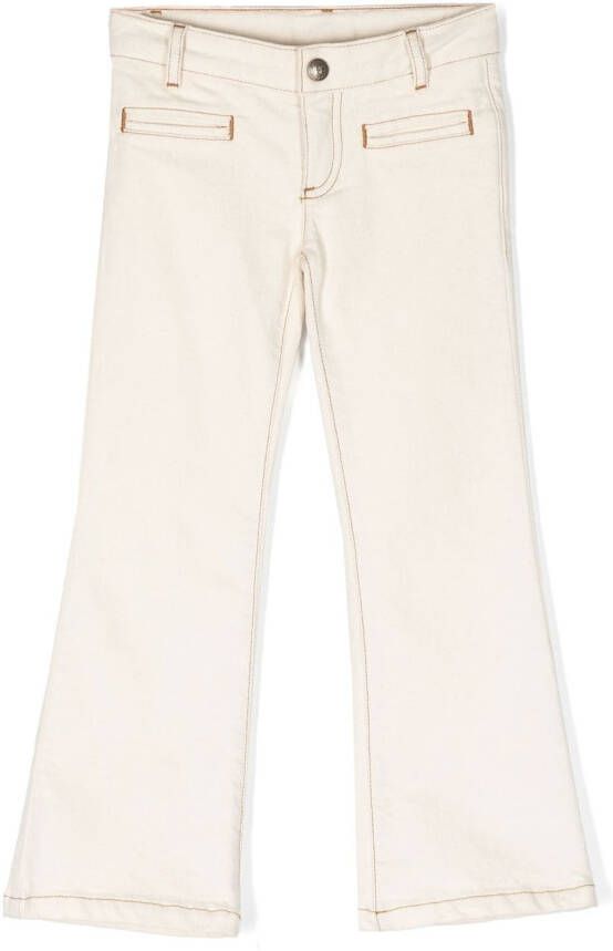 Bonpoint Jeans met contrasterend stiksel Beige