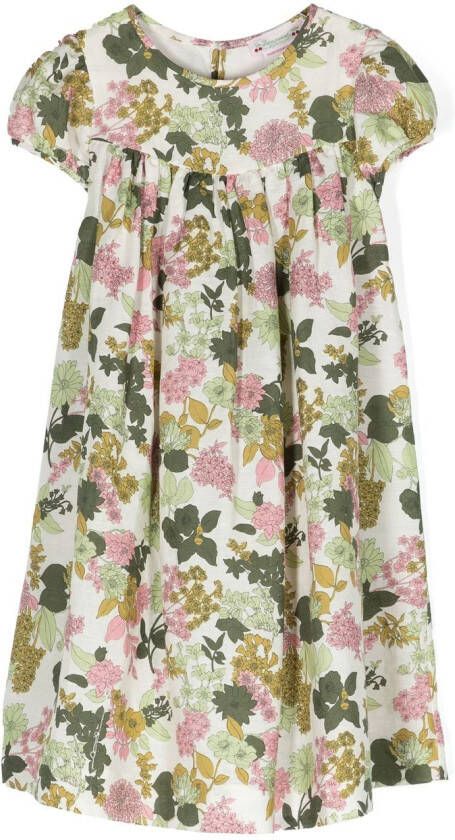 Bonpoint Maxi-jurk met bloe print Beige