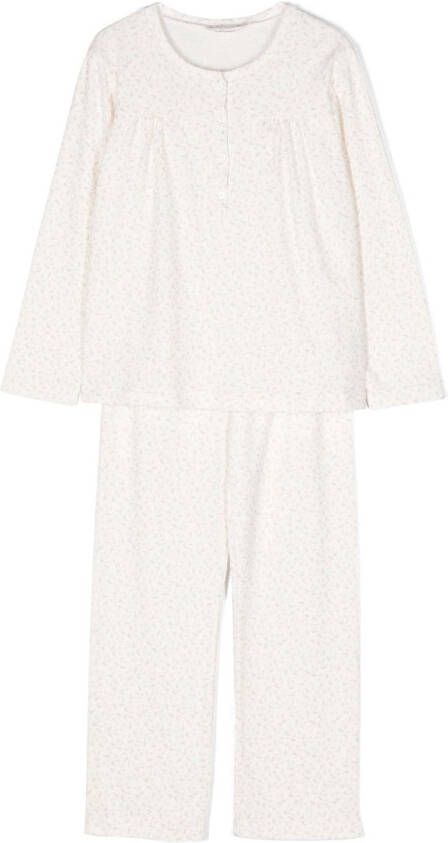 Bonpoint Pyjama met bloe print Beige