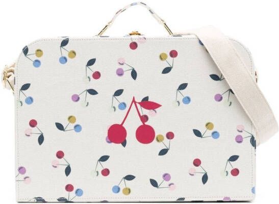 Bonpoint Schoudertas met kersenprint Wit