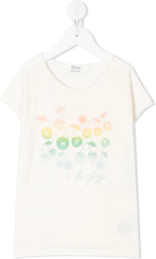 Bonpoint T-shirt met bloe print Beige