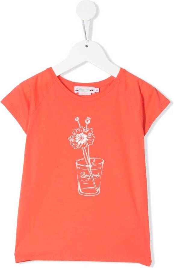 Bonpoint T-shirt met bloe print Roze