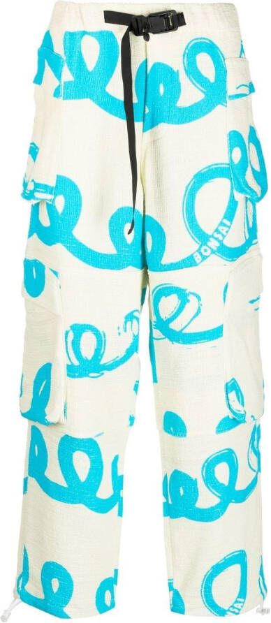 Bonsai Broek met abstracte print Beige