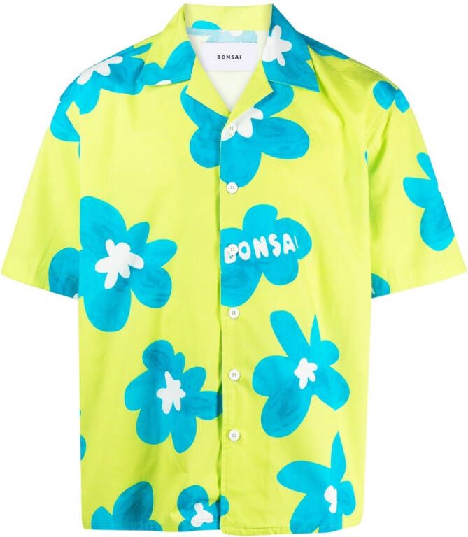 Bonsai Overhemd met bloemenprint Groen