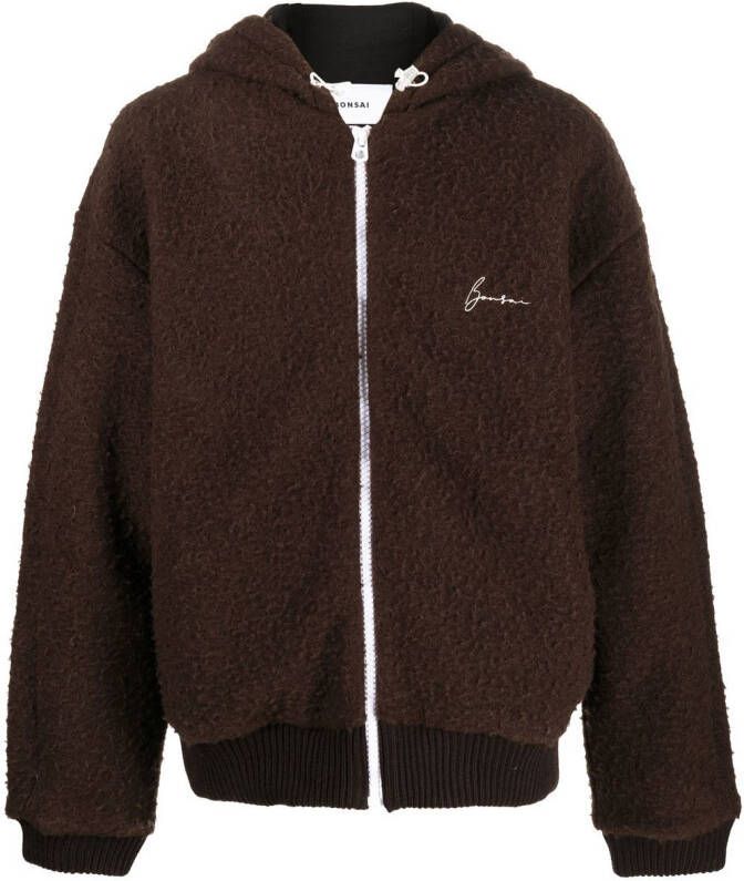Bonsai Hoodie met geborduurd logo Bruin
