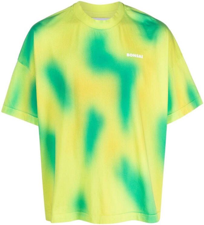Bonsai T-shirt met abstract patroon Groen
