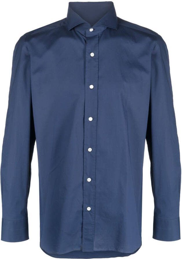 Borrelli Overhemd met gespreide kraag Blauw