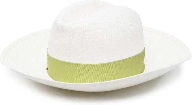 Borsalino Zonnehoed met lint Wit