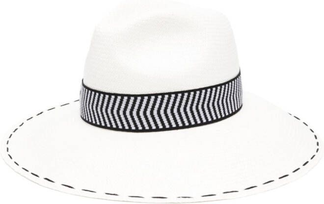 Borsalino Fedora hoed met brede rand Wit