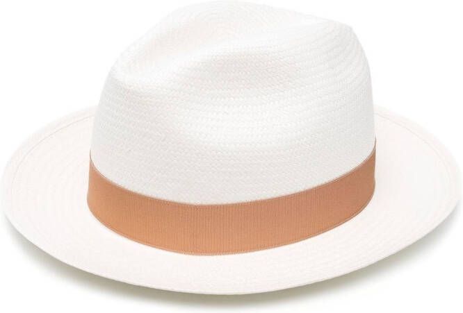 Borsalino Fedora hoed met lint Wit