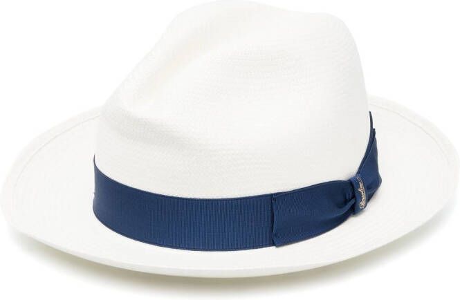 Borsalino Panama hoed met lint Wit