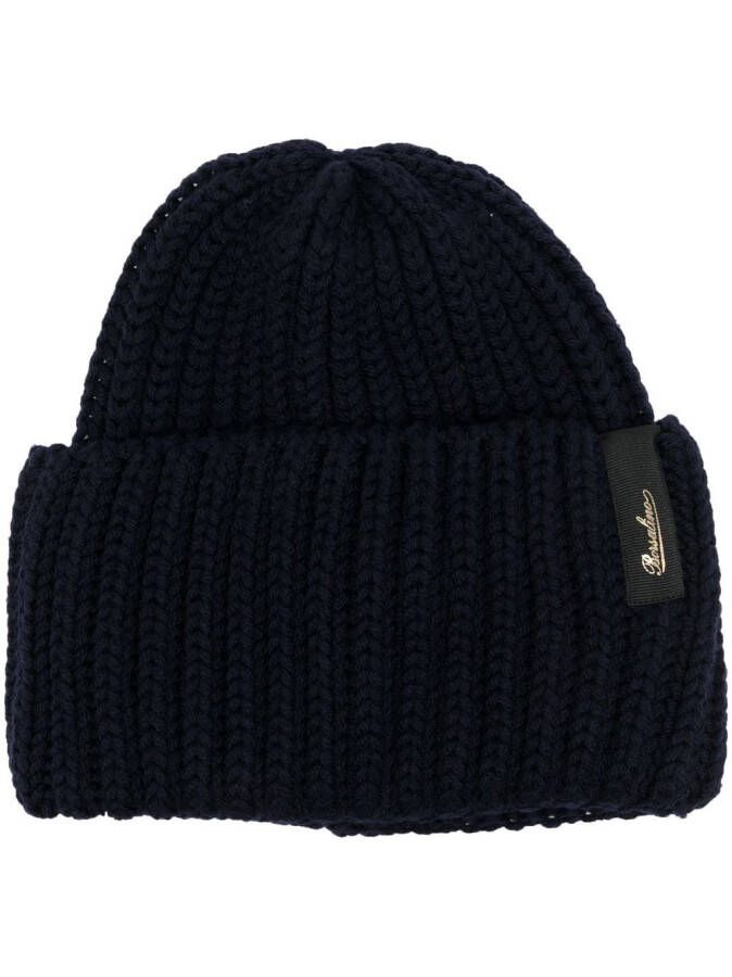 Borsalino Ribgebreide muts Blauw