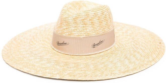 Borsalino Strohoed met brede rand Beige