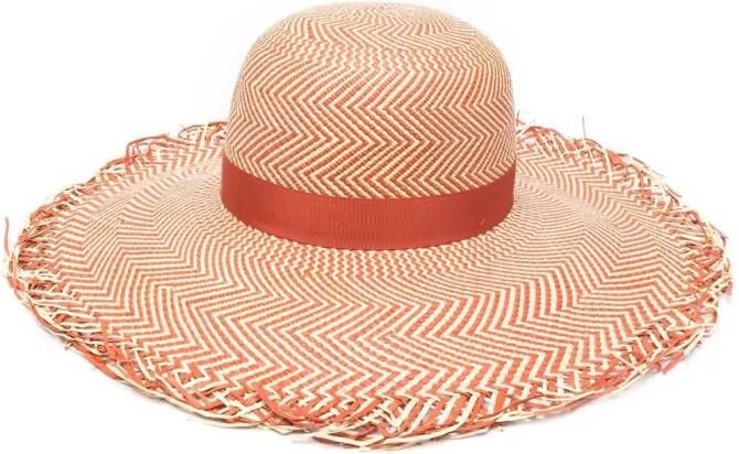 Borsalino Zonnehoed met lint Oranje