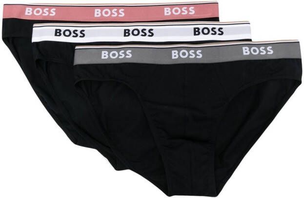 BOSS 3-pack slips met logoband Zwart