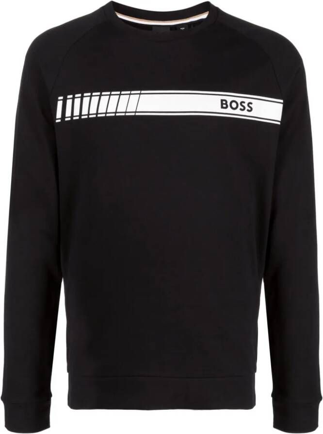 BOSS Katoenen sweater Zwart