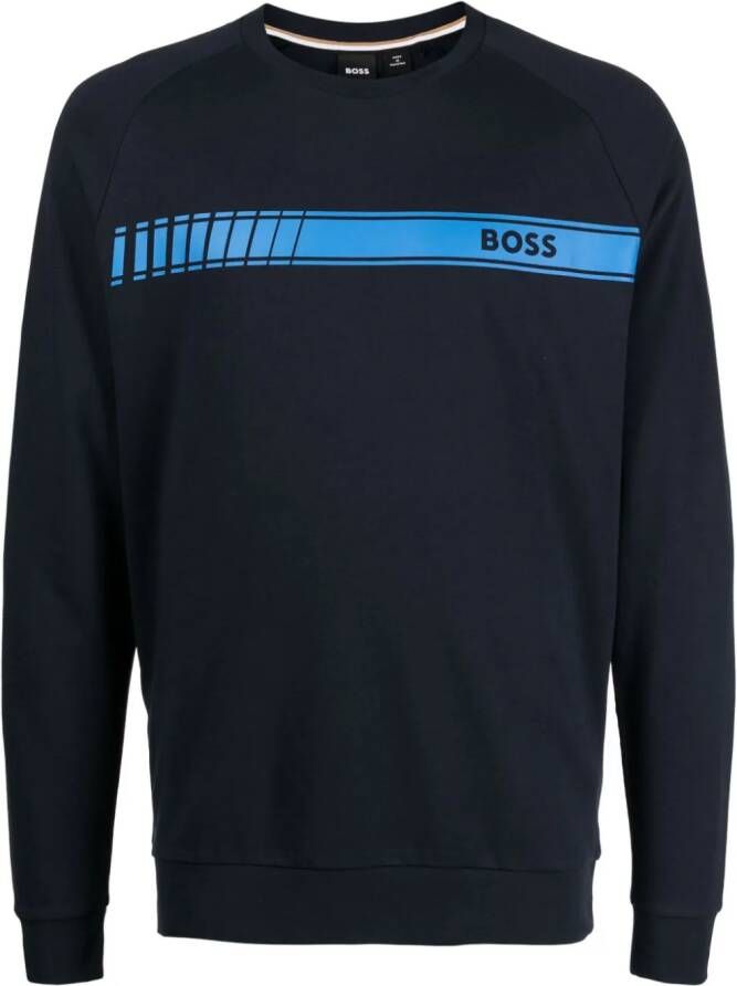 BOSS Sweater met logoprint Blauw