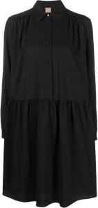 BOSS button down long-sleeve dress Zwart