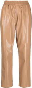 BOSS elasticated faux-leather trousers Beige