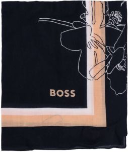 BOSS Sjaal met bloemenprint Zwart