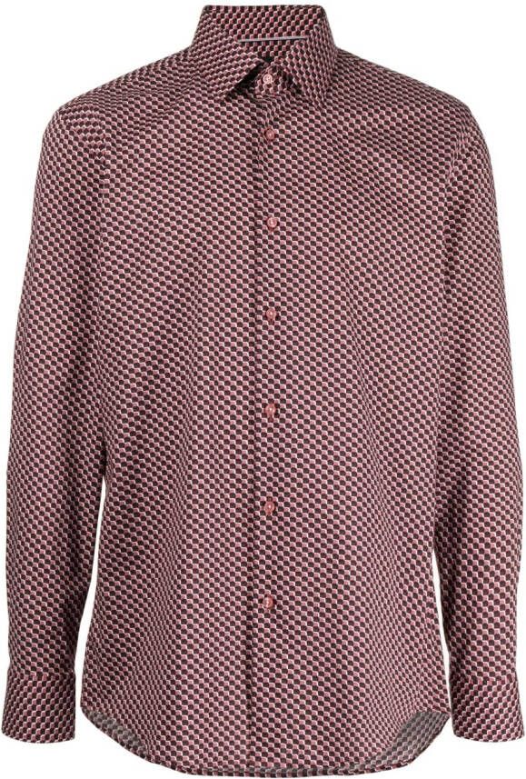 BOSS Overhemd met geometrisch patroon Roze