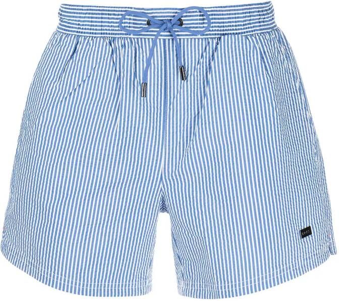 BOSS Gestreepte zwembroek Blauw