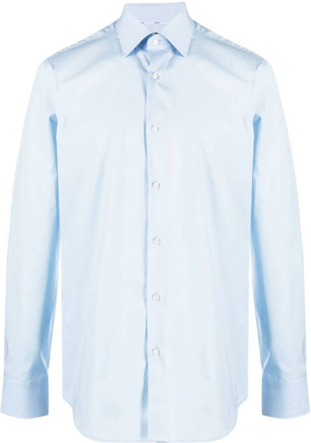BOSS Getailleerd overhemd Blauw