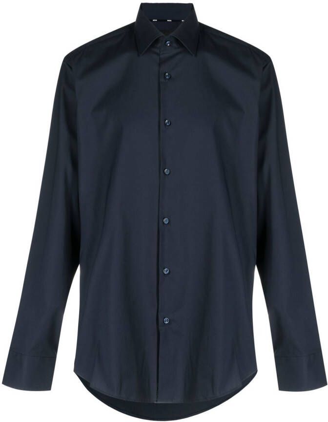BOSS Getailleerd overhemd Blauw
