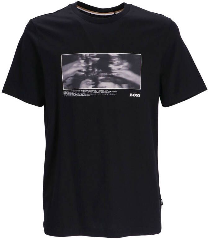 BOSS T-shirt met grafische print Zwart