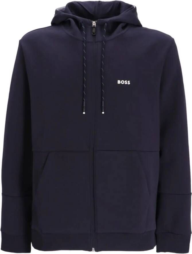 BOSS Hoodie met colourblocking Blauw