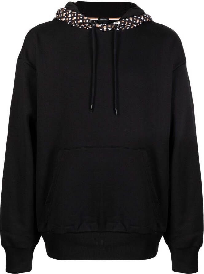BOSS Hoodie met contrasterende logoprint Zwart