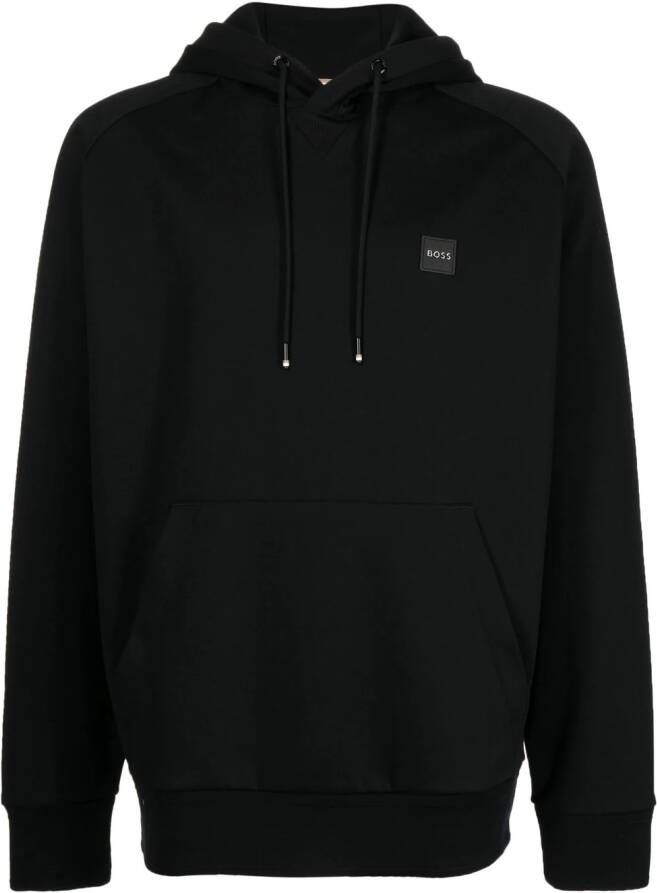 BOSS Hoodie met logopatch Zwart
