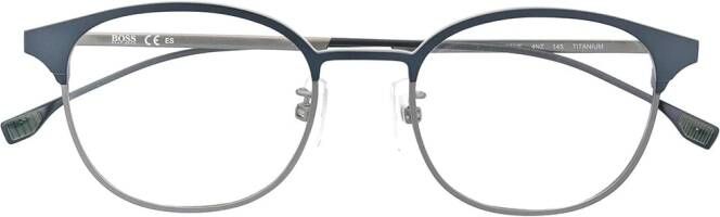 BOSS Zonnebril met rond montuur Blauw