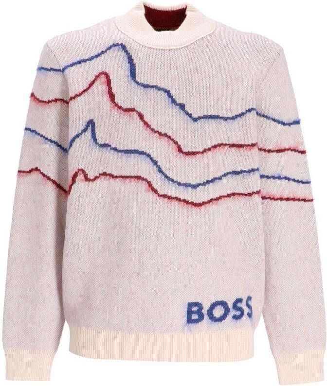 BOSS Intarsia trui Beige