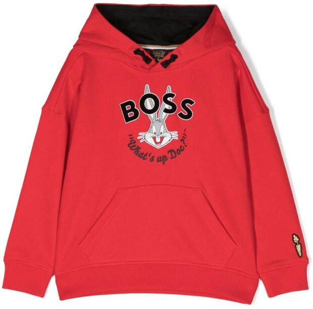 BOSS Kidswear Hoodie met print Rood
