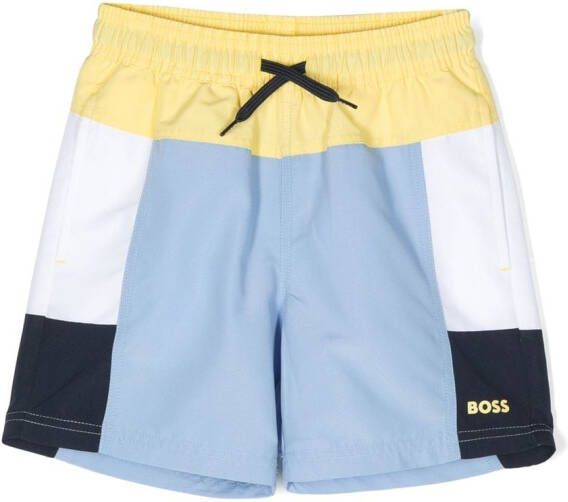 BOSS Kidswear Zwembroek met colourblocking Geel