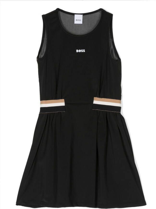 BOSS Kidswear Jurk met contrasterende tailleband Zwart
