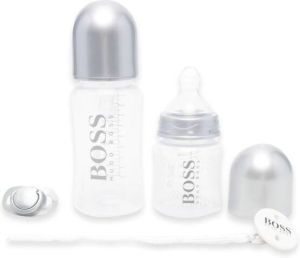BOSS Kidswear Flessenset met logoprint Zilver