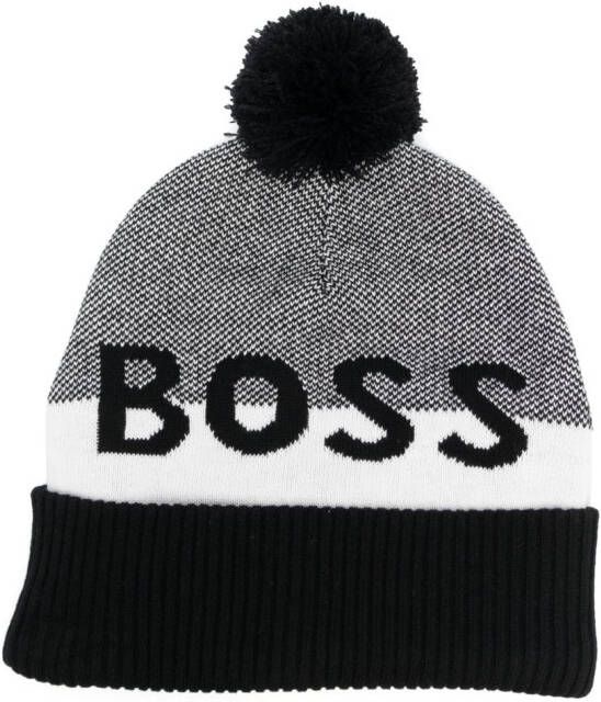 BOSS Kidswear Gestreepte hoed Zwart