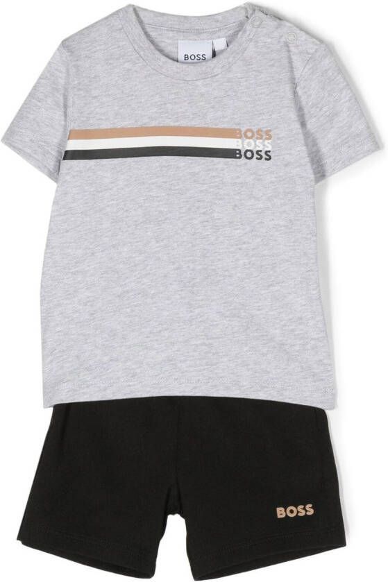 BOSS Kidswear Gestreepte shorts Grijs