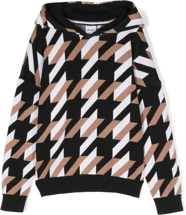 BOSS Kidswear Hoodie met abstract patroon Zwart