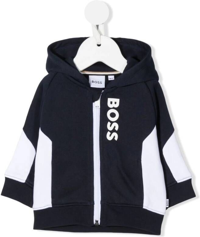 BOSS Kidswear Hoodie met logoprint Blauw
