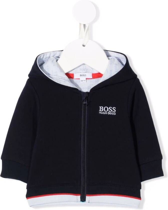 BOSS Kidswear Hoodie met logoprint kinderen Spandex Elastane pure katoen 12 Blauw