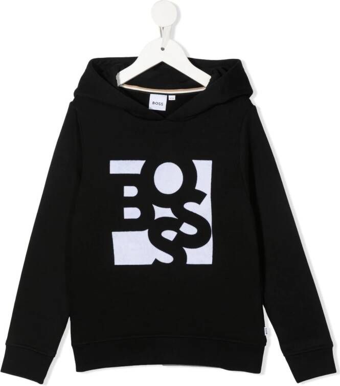BOSS Kidswear Hoodie met logoprint Zwart