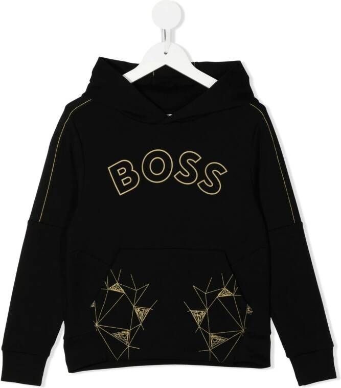 BOSS Kidswear Hoodie met logoprint Zwart