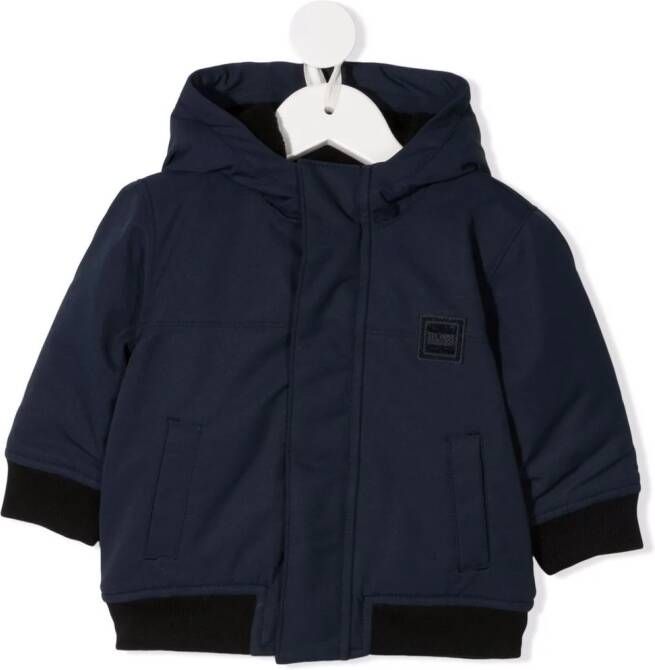 BOSS Kidswear Jas met geribbelde afwerking Blauw